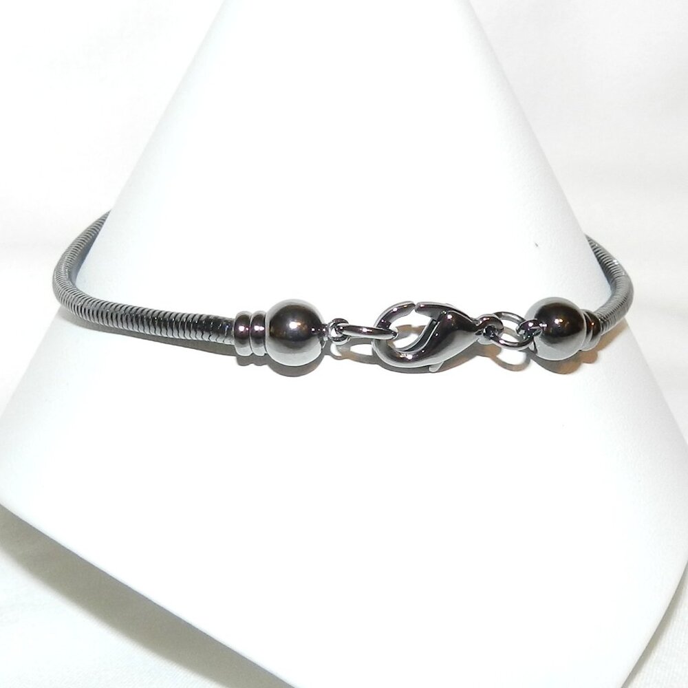 New Add-A-Bead Gunmetal Chain Lobster Clasp Bracelet, Removable Ends 8.5" BR269